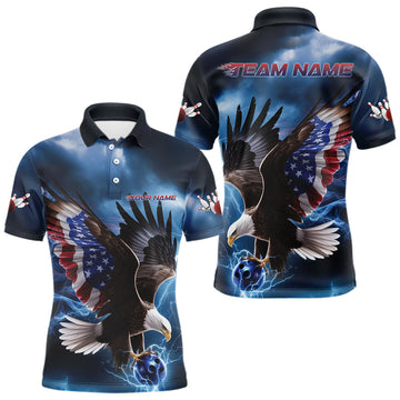Maxcorners Eagle bowling shirts Custom blue lightning thunder Eagle Bowling Team Jerseys
