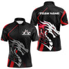 Maxcorners Custom Black And Red Dragon Bowling Jerseys, Bowling Team Men Polo Shirts Bowlers Outfit