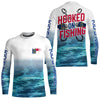 Maxcorners Personalized North Carolina Flag Long Sleeve Fishing Shirts, Hooked On Fishing Nc Fishing Shirt  LM0201