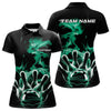 Maxcorners Custom Green Smoke Bowling Polo Team Shirts For Men, Flame Bowling League Shirt LM2707