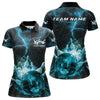 Maxcorners Custom Cyan Thunder Lightning Bowling Team Polo Shirts For Men, Red Bowling Jerseys LM2707