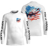 Maxcorners Personalized American Flag Bass Long Sleeve Fishing Shirts, Patriotic Bass Fishing Gifts LM0201