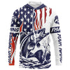 Maxcorners Flame American Flag Custom Walleye Long Sleeve Fishing Shirts, Patriotic Walleye Fishing Jersey LM0501
