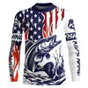 Maxcorners Flame American Flag Custom Walleye Long Sleeve Fishing Shirts, Patriotic Walleye Fishing Jersey LM0501