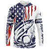 Maxcorners Flame American Flag Custom Tuna Long Sleeve Fishing Shirts, Patriotic Tuna Saltwater Fishing Jerseys LM0501