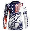 Maxcorners Flame American Flag Custom Tuna Long Sleeve Fishing Shirts, Patriotic Tuna Saltwater Fishing Jerseys LM0501