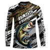 Maxcorners Bass Fishing Camo Long Sleeve Fishing Shirts, Custom Largemouth Bass Tournament Fishing Jerseys LM0201