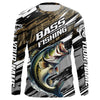 Maxcorners Bass Fishing Camo Long Sleeve Fishing Shirts, Custom Largemouth Bass Tournament Fishing Jerseys LM0201