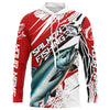 Maxcorners Chinook Salmon Fishing Custom Long Sleeve Tournament Shirts, Salmon Fishing Jerseys | Red LM0201