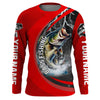 Maxcorners Personalized Bass Fishing Jerseys, Largemouth Bass Tournament Fishing Shirts | Red LM0201