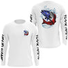 Maxcorners Personalized American Flag Redfish Fishing Shirts, Patriotic Redfish Long Sleeve Fishing Shirts LM0501