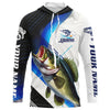 Maxcorners Custom Largemouth Bass Fishing Jerseys, Bass Long Sleeve Tournament Fishing Shirts | Blue LM0201