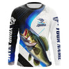 Maxcorners Custom Largemouth Bass Fishing Jerseys, Bass Long Sleeve Tournament Fishing Shirts | Blue LM0201