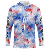 Maxcorners Red, White And Blue Tie Dye Personalized Patriotic Performance Fishing Shirts, Uv Fishing Apparel 1 LM0201