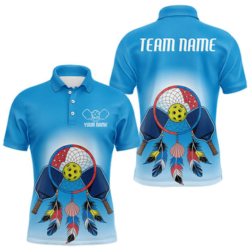 Maxcorners Custom Dreamcatcher Pickleball Polo Shirts For Men, Native Pickleball Shirt