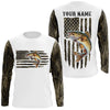 Maxcorners Personalized American Flag Walleye Long Sleeve Fishing Camo Shirts, Patriotic Walleye Fishing Jersey LM0501