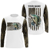 Maxcorners Personalized American Flag Crappie Long Sleeve Fishing Camo Shirts, Patriotic Crappie Fishing Jersey LM0501