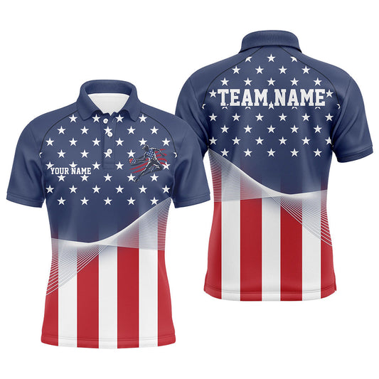 Maxcorners Custom American Flag Patriotic Pickleball Polo Shirts For Men, US Pickleball