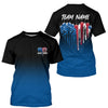 Maxcorners Custom Blue Patriotic Heart Pickleball Polo Shirts For Men, US Flag Pickleball Team Shirt