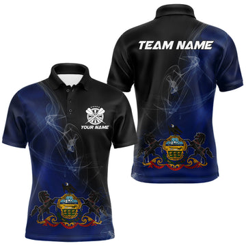 Maxcorners Custom Smoke Flame Pennsylvania Flag Patriotic Darts Shirt For Men, Dart League Team Jerseys LM2602