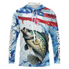 Maxcorners Personalized Patriotic Crappie Long Sleeve Fishing Shirts, American Flag Fishing Shirts LM0501