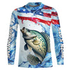 Maxcorners Personalized Patriotic Crappie Long Sleeve Fishing Shirts, American Flag Fishing Shirts LM0501
