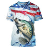 Maxcorners Personalized Patriotic Crappie Long Sleeve Fishing Shirts, American Flag Fishing Shirts LM0501