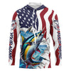 Maxcorners Personalized American Flag Tuna Long Sleeve Fishing Shirts, Patriotic Tuna Fishing Jerseys LM0501
