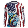 Maxcorners Personalized American Flag Tuna Long Sleeve Fishing Shirts, Patriotic Tuna Fishing Jerseys LM0501