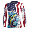 Maxcorners Personalized American Flag Tuna Long Sleeve Fishing Shirts, Patriotic Tuna Fishing Jerseys LM0501