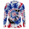 Maxcorners Custom Fish Hook American Flag Tie Dye Camo Long Sleeve Fishing Shirts, Patriotic Fishing Jersey LM0201