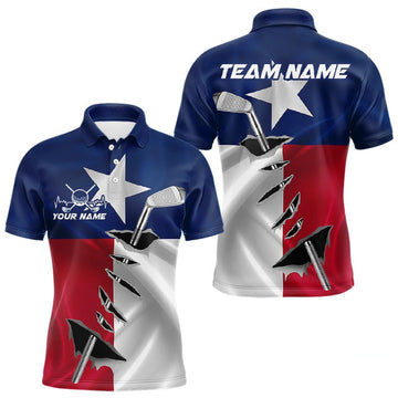 Maxcorners Custom Texas State Flag Golf Club Patriotic Golf Team Shirt For Men, TX Golfer Outfit