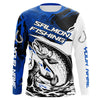Maxcorners Personalized Chinook Salmon Fishing Jerseys, Salmon Performance Long Sleeve Fishing Shirts | Blue LM0201