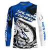 Maxcorners Personalized Chinook Salmon Fishing Jerseys, Salmon Performance Long Sleeve Fishing Shirts | Blue LM0201