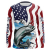 Maxcorners Custom American Flag Chinook Salmon Fishing Long Sleeve Shirts, Patriotic Salmon Fishing Jerseys LM0201