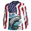 Maxcorners Custom American Flag Chinook Salmon Fishing Long Sleeve Shirts, Patriotic Salmon Fishing Jerseys LM0201