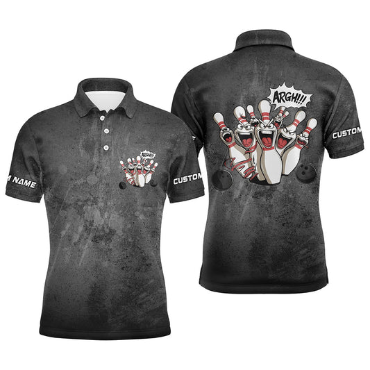 Maxcorners Angry Bowling Pins Face Custom Funny Bowling Shirts For Men And Women, Vintage Bowlers Outfits LM0409