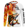 Maxcorners Flame American Flag Custom Walleye Fishing Shirts, Patriotic Walleye Long Sleeve Fishing Jerseys LM0501