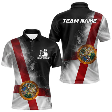 Maxcorners Custom Smoke Florida Flag Bowling Men Team Shirts, Patriotic Florida Bowling Jerseys LM2901