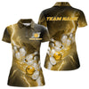 Maxcorners Custom Yellow Thunder Lightning Bowling Polo Shirts For Men, Bowling League Shirt MT0609