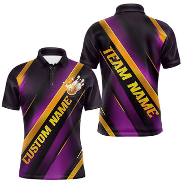 Maxcorners Custom Purple And Gold Bowling Tournament Shirts For Men And Women With Names LM0602