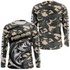 Maxcorners Largemouth Bass Fishing Camo Custom Long Sleeve Shirts, Patriotic Bass Fishing Jerseys LM0201
