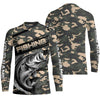 Maxcorners Largemouth Bass Fishing Camo Custom Long Sleeve Shirts, Patriotic Bass Fishing Jerseys LM0201