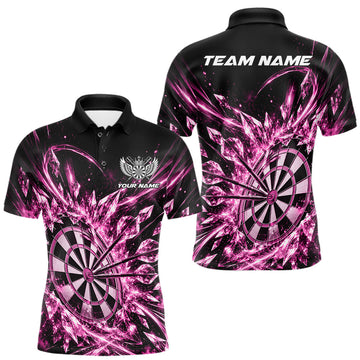 Maxcorners Icy Pink Custom Crystal Ice Dart Team Men Polo Shirt, Dart Jersey Dart Gift