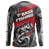 Maxcorners Black And Red Camo Bass Long Sleeve Tournament Fishing Shirts, Custom Bass Fishing Jerseys LM0201