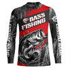 Maxcorners Black And Red Camo Bass Long Sleeve Tournament Fishing Shirts, Custom Bass Fishing Jerseys LM0201