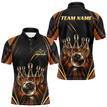 Maxcorners Custom Wine Bowling Men Polo Shirts, Wine Lover Bowling Team Jersey