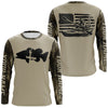 Maxcorners Personalized American Flag Kayak Bass Fishing Long Sleeve Shirts, Lake Camo Kayak Fishing Shirt LM0201