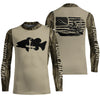 Maxcorners Personalized American Flag Kayak Bass Fishing Long Sleeve Shirts, Lake Camo Kayak Fishing Shirt LM0201