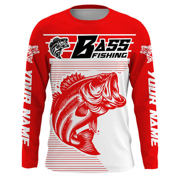 Maxcorners Custom Bass Fishing Jerseys, Largemouth Bass Long Sleeve Uv Protection Fishing Shirts LM0201